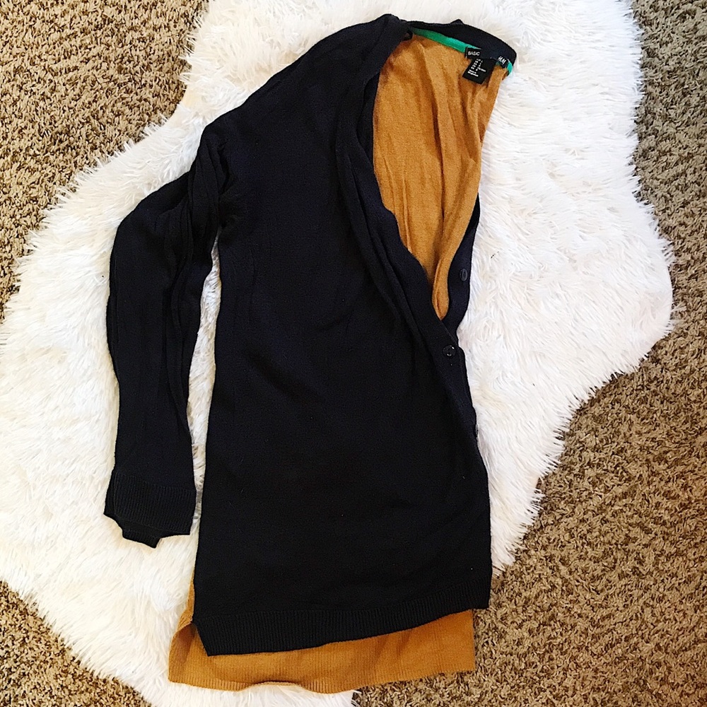 H&M Mustard And Navy Cardigan
